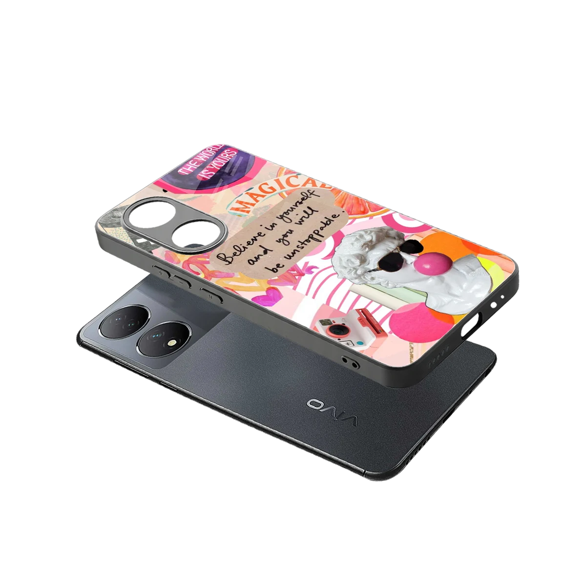 Unstoppable sleek Vivo-y100 cover with tempered glass back and TPU edges