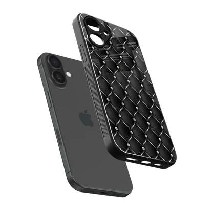 Urban Grid sleek iPhone 16 cover with tempered glass back and TPU edges