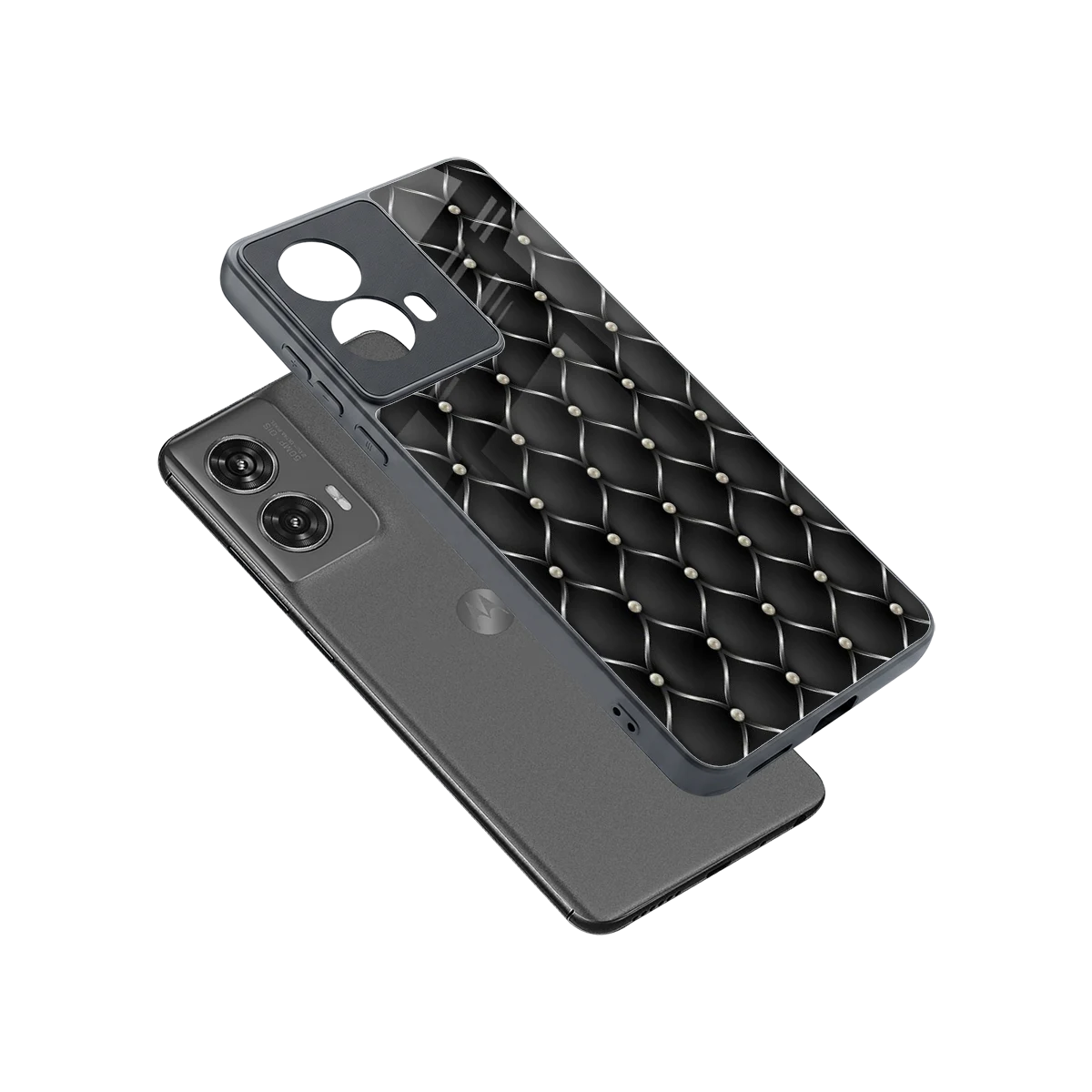 Urban Grid sleek motorola edge 50 fusion cover with tempered glass back and TPU edges