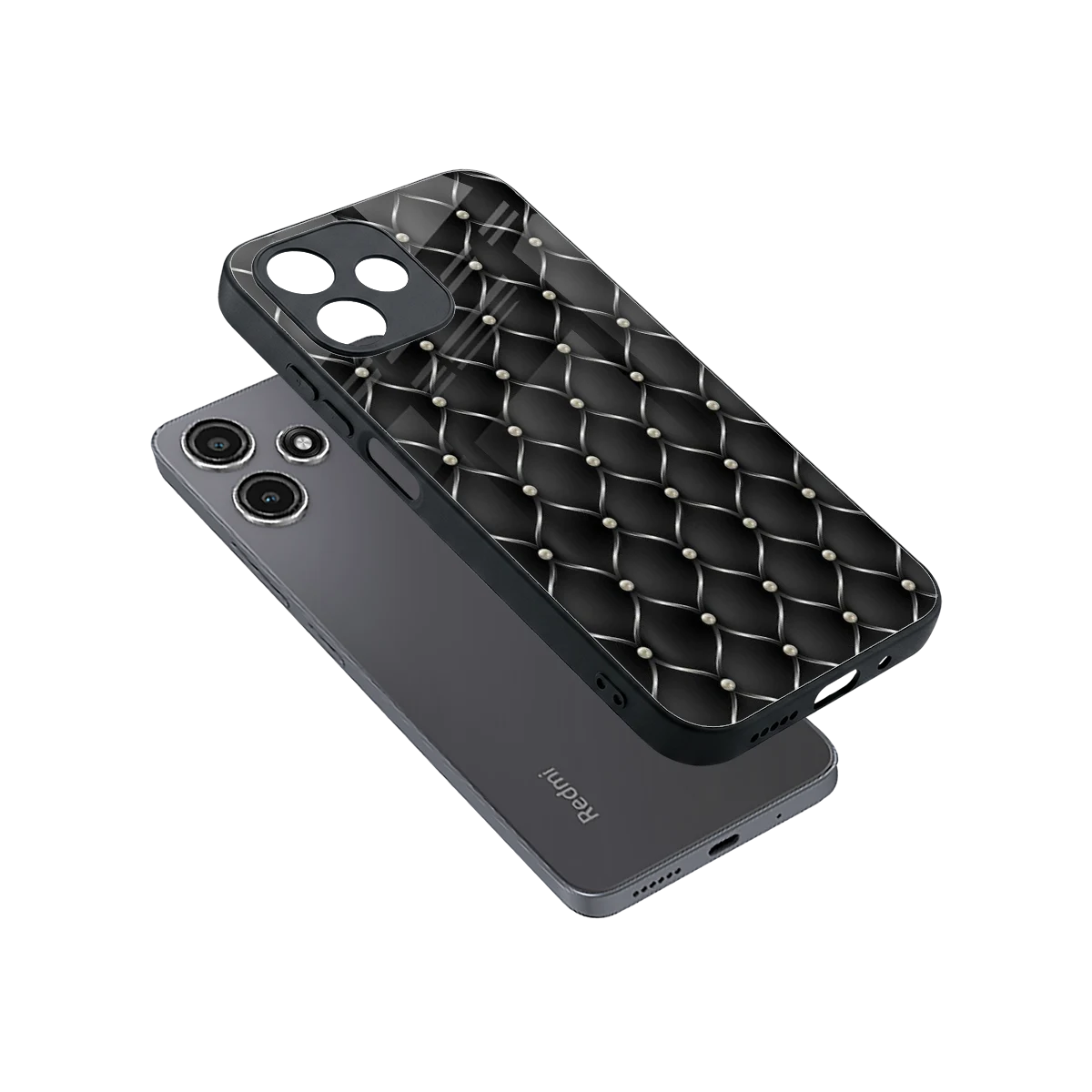 Urban Grid sleek redmi 12 5g cover with tempered glass back and TPU edges