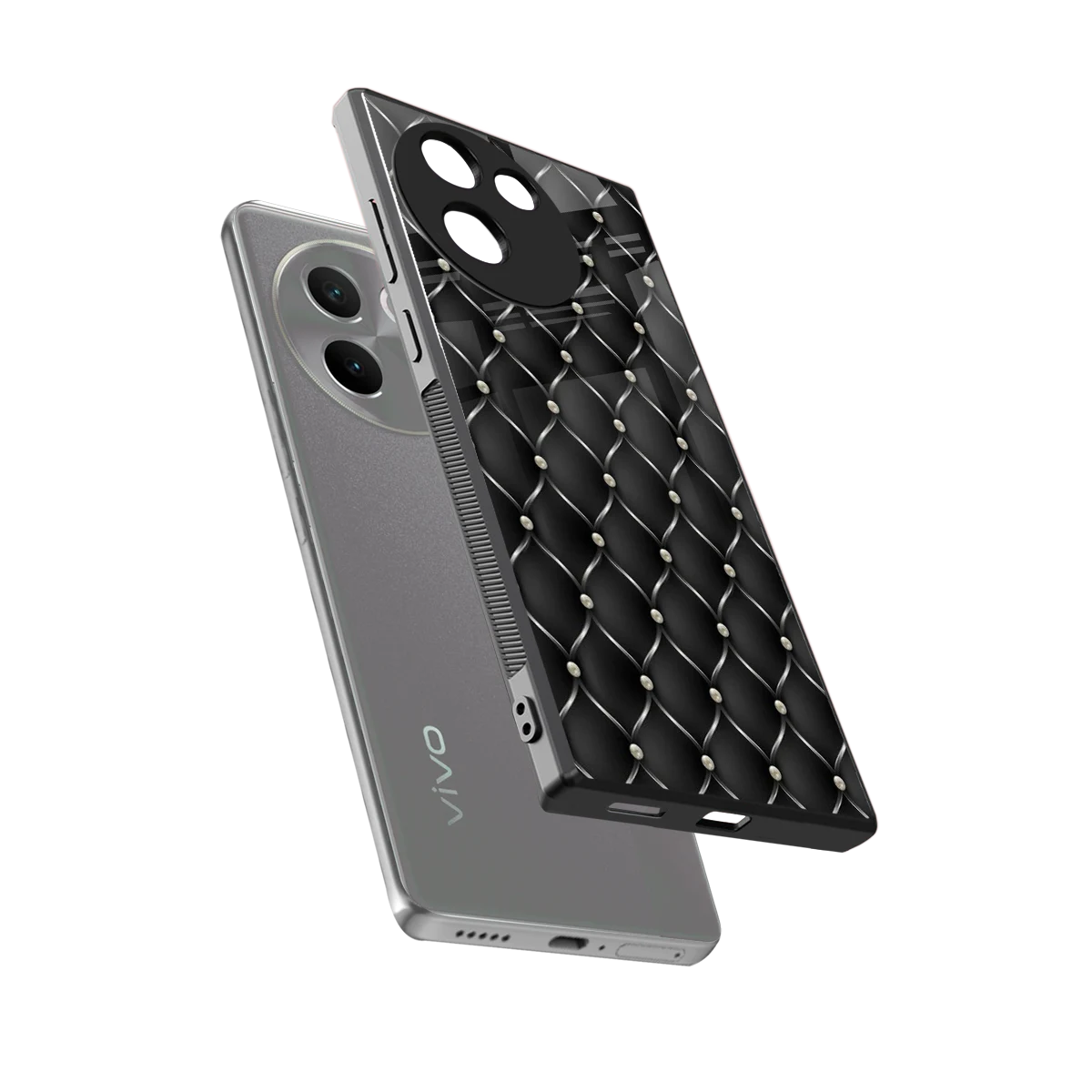 Urban Grid sleek vivo v30e cover with tempered glass back and TPU edges
