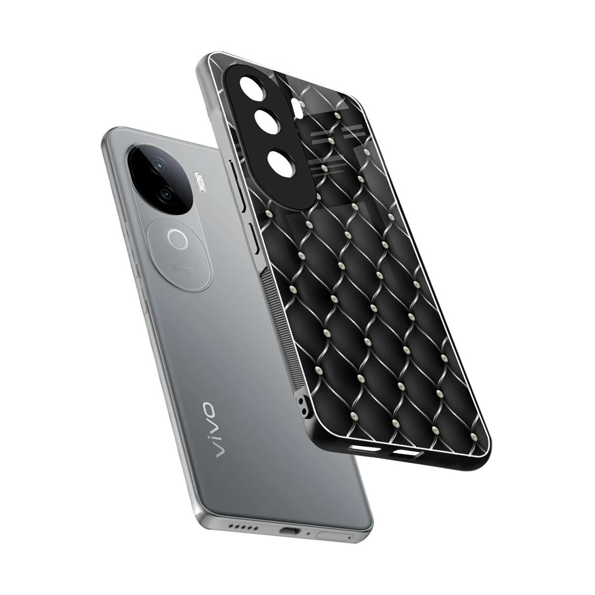 Urban Grid sleek vivo v40e cover with tempered glass back and TPU edges