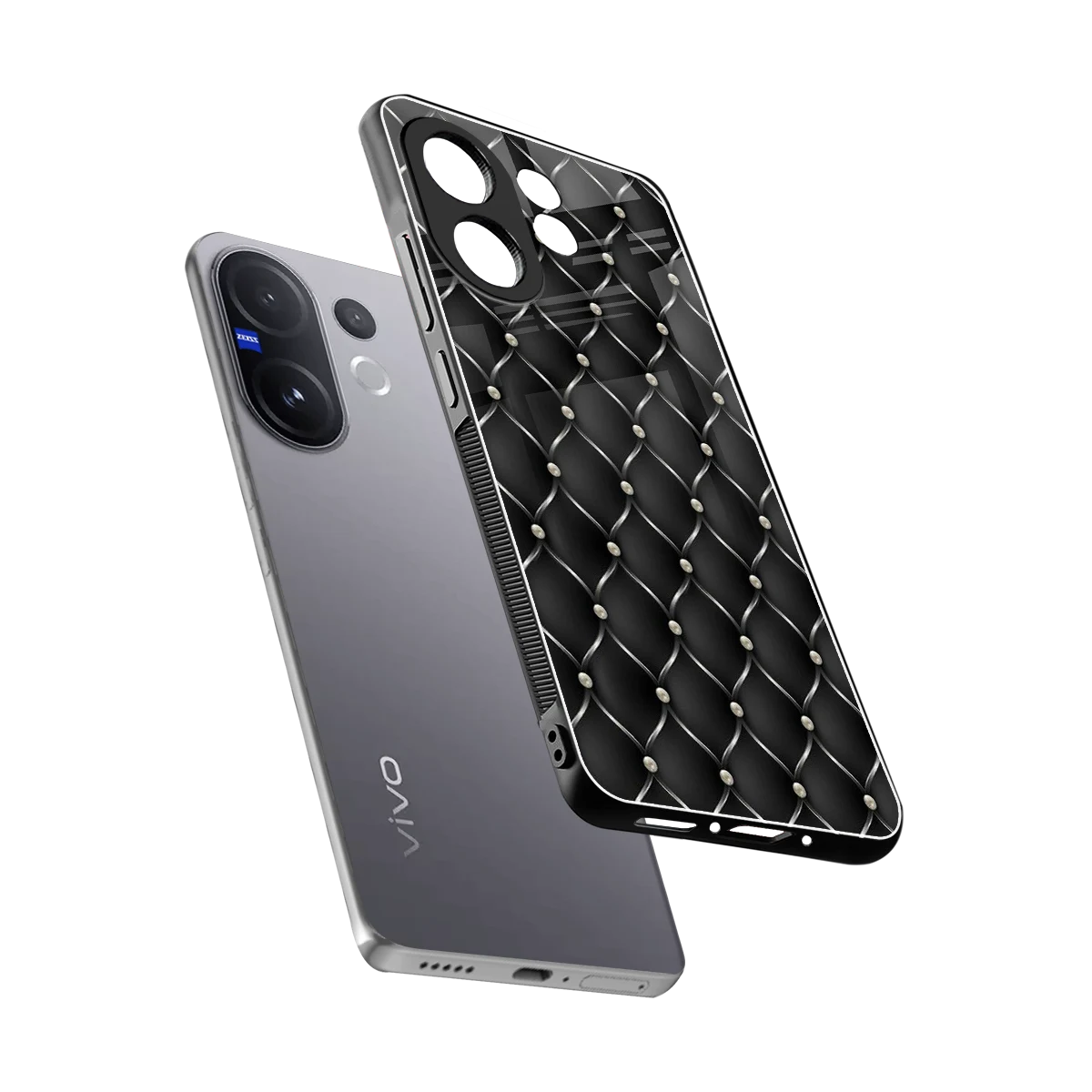 Urban Grid sleek vivo v60 cover with tempered glass back and TPU edges