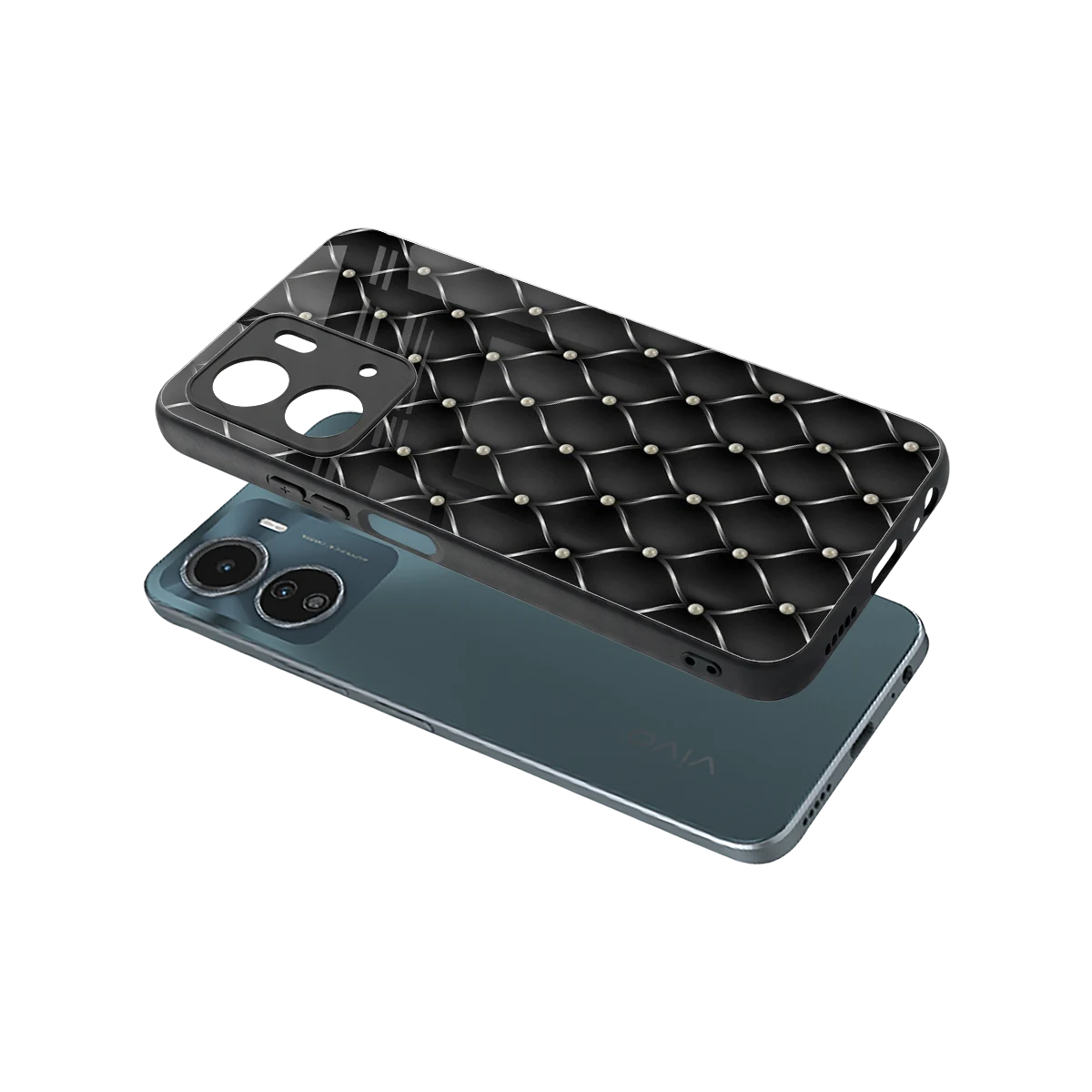 Urban Grid sleek vivo y16 cover with tempered glass back and TPU edges