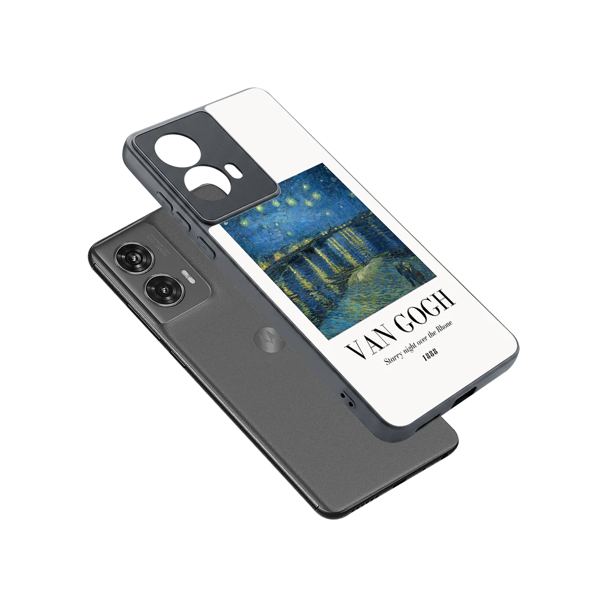 Van Gogh 1888 sleek motorola edge 50 fusion cover with tempered glass back and TPU edges