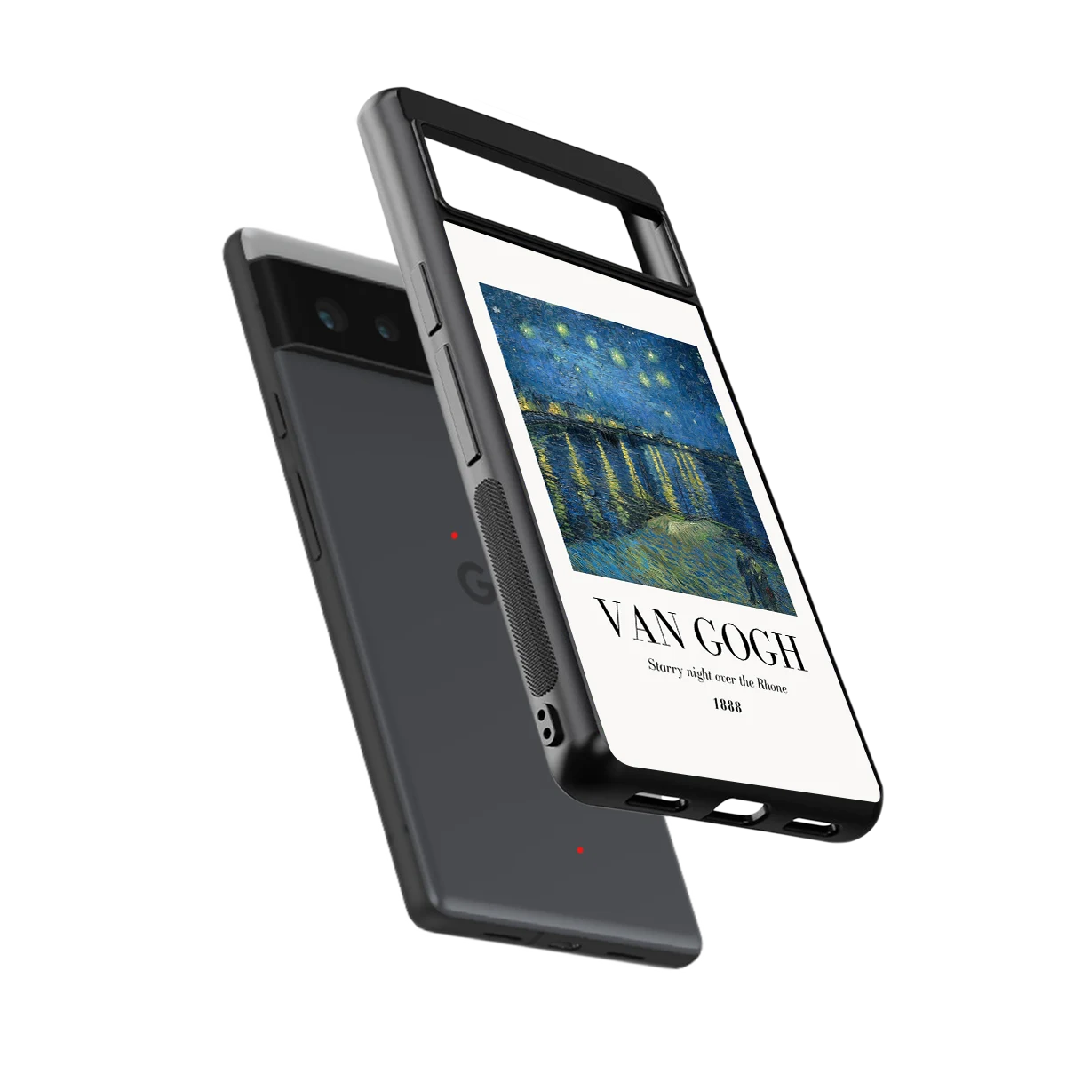 Van Gogh 1888 sleek google pixel 6a cover with tempered glass back and TPU edges