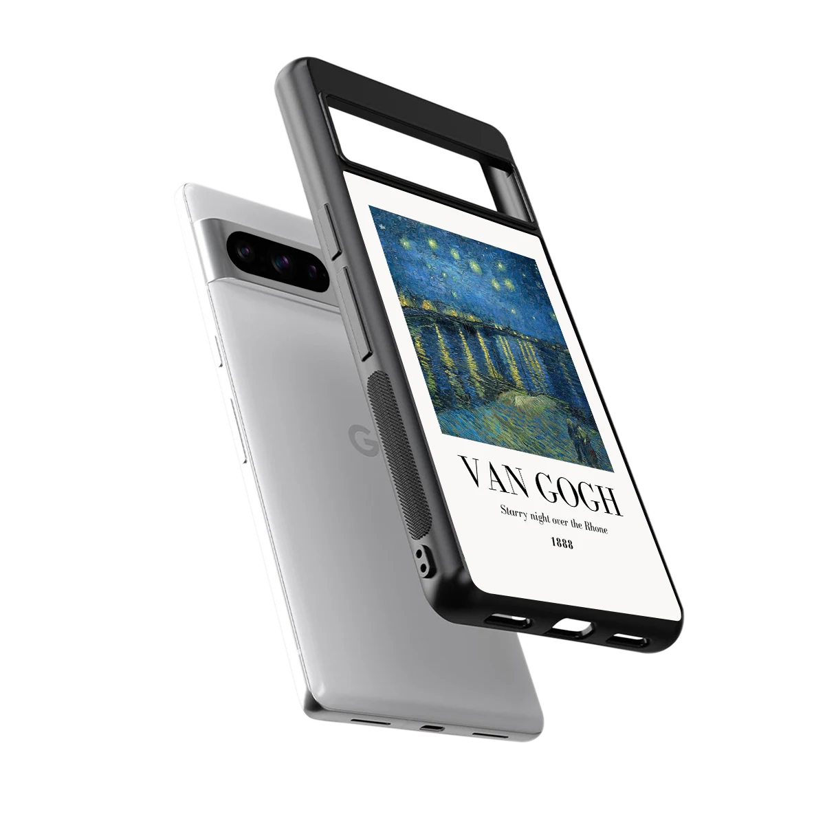 Van Gogh 1888 sleek google pixel 8 pro cover with tempered glass back and TPU edges