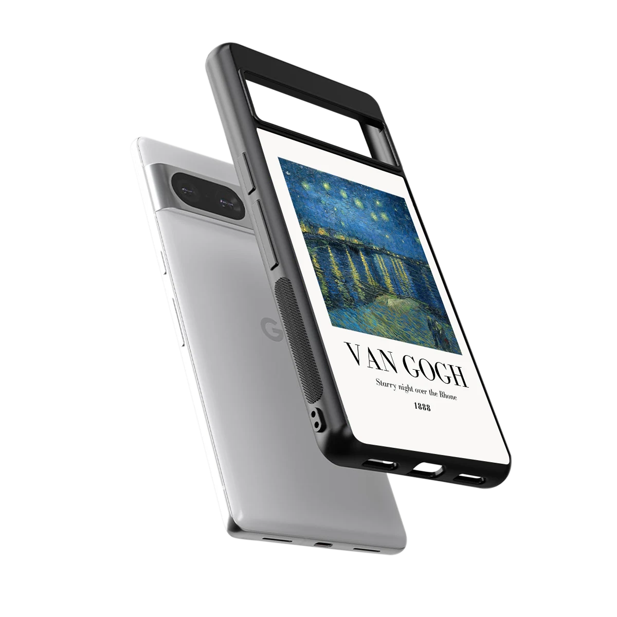 Van Gogh 1888 sleek google pixel 8 cover with tempered glass back and TPU edges