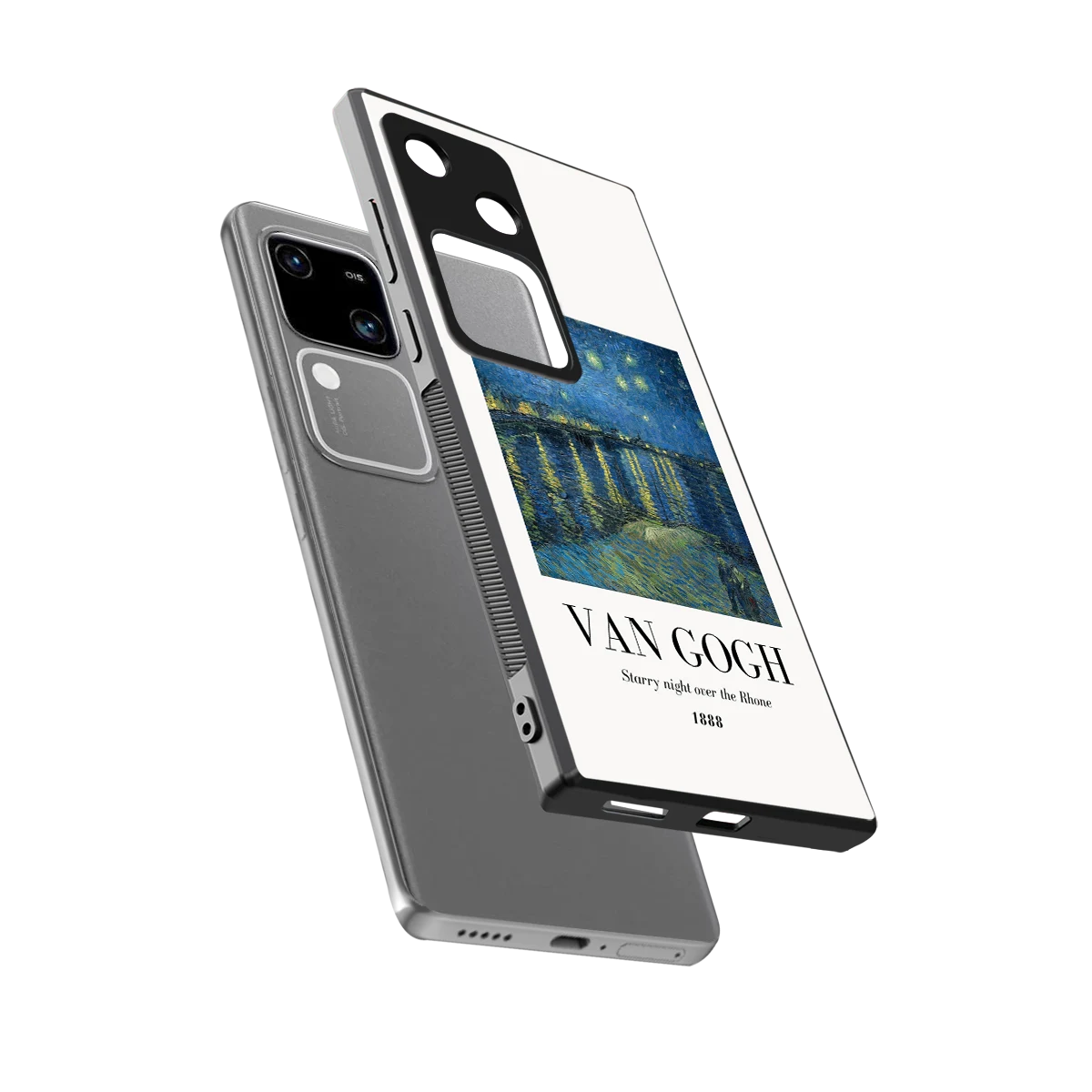 Van Gogh 1888 sleek vivo v30 cover with tempered glass back and TPU edges