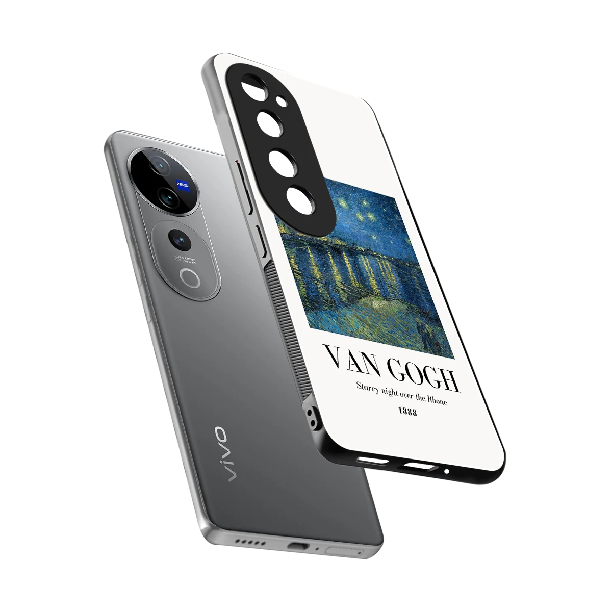 Van Gogh 1888 sleek vivo v40 pro cover with tempered glass back and TPU edges