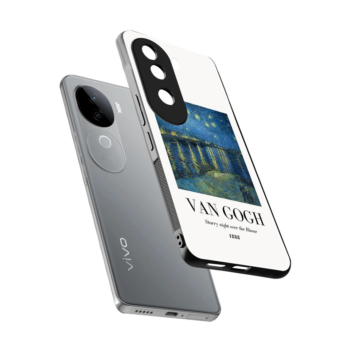 Van Gogh 1888 sleek vivo v40e cover with tempered glass back and TPU edges