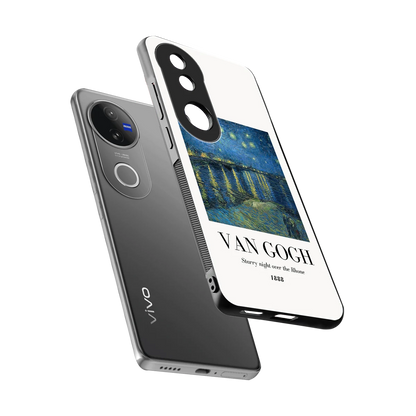 Van Gogh 1888 sleek vivo v50 cover with tempered glass back and TPU edges