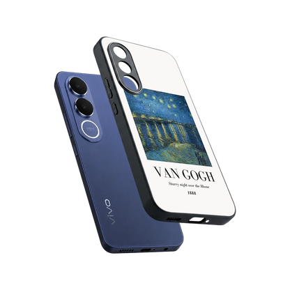 Van Gogh 1888 sleek vivo v70 fe cover with tempered glass back and TPU edges