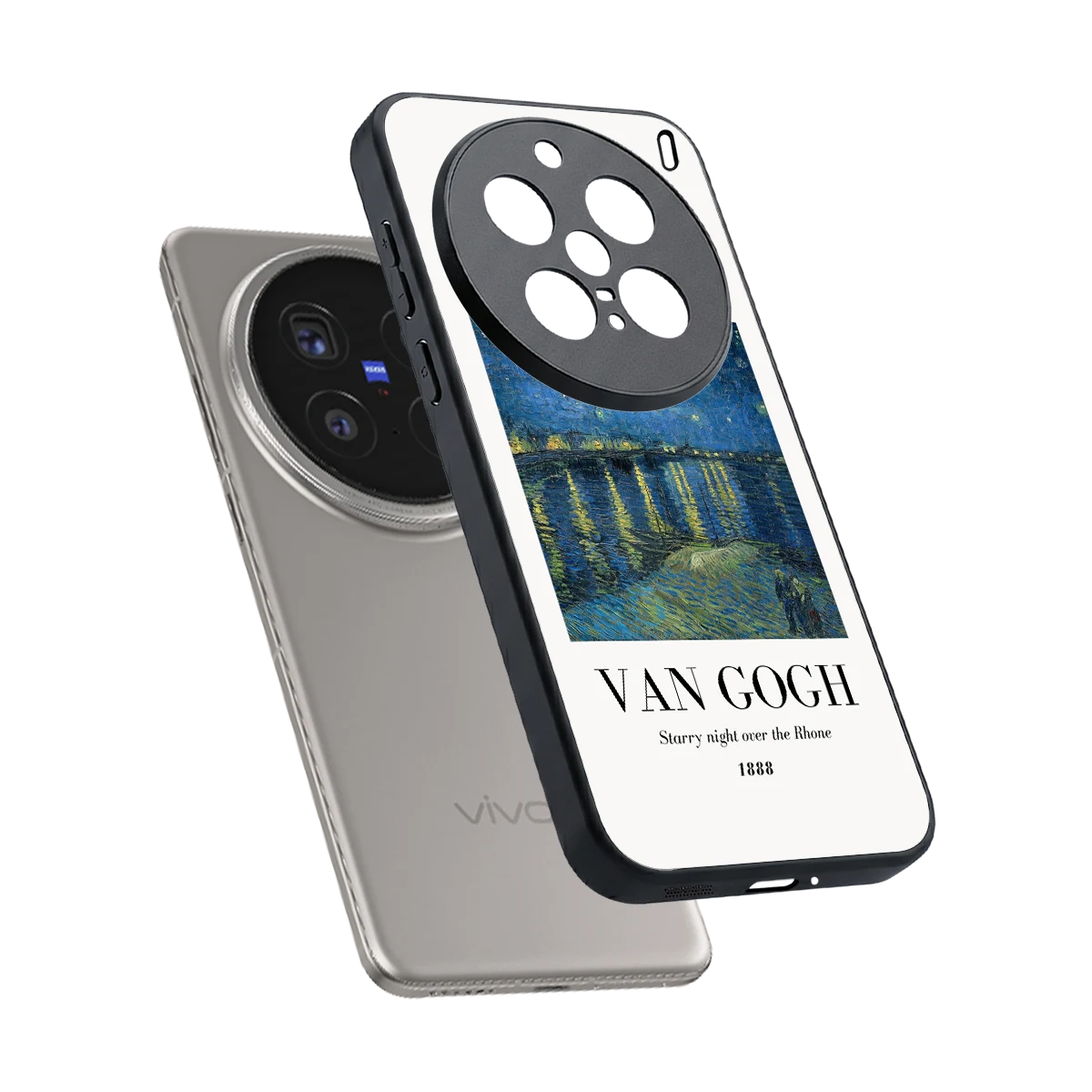 Van Gogh 1888 sleek vivo x200 pro cover with tempered glass back and TPU edges
