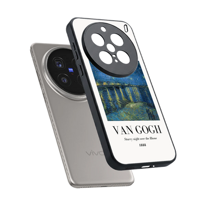 Van Gogh 1888 sleek vivo x200 pro cover with tempered glass back and TPU edges