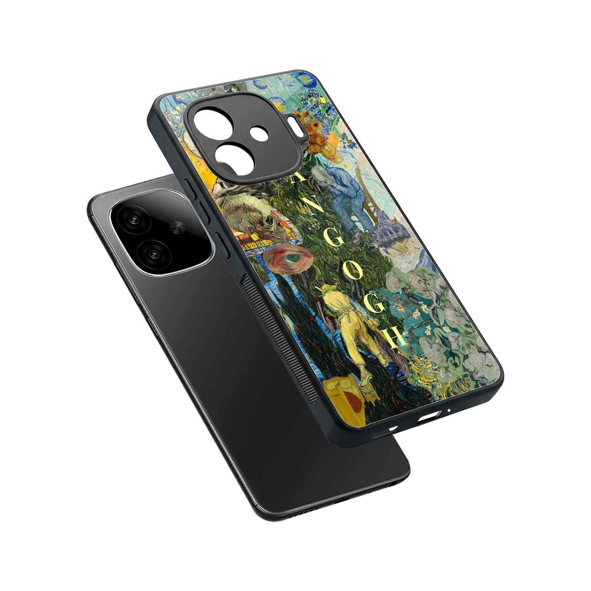 Van Gogh Collage sleek iqoo neo 10r 5g cover with tempered glass back and TPU edges