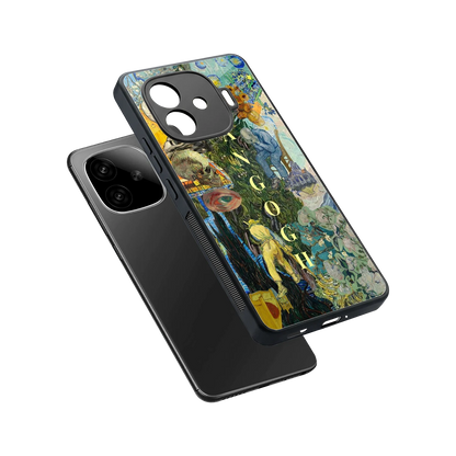 Van Gogh Collage sleek iqoo neo 10r 5g cover with tempered glass back and TPU edges