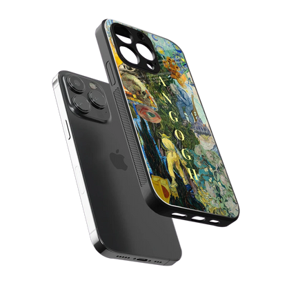 Van Gogh Collage sleek iphone 14 pro max cover with tempered glass back and TPU edges