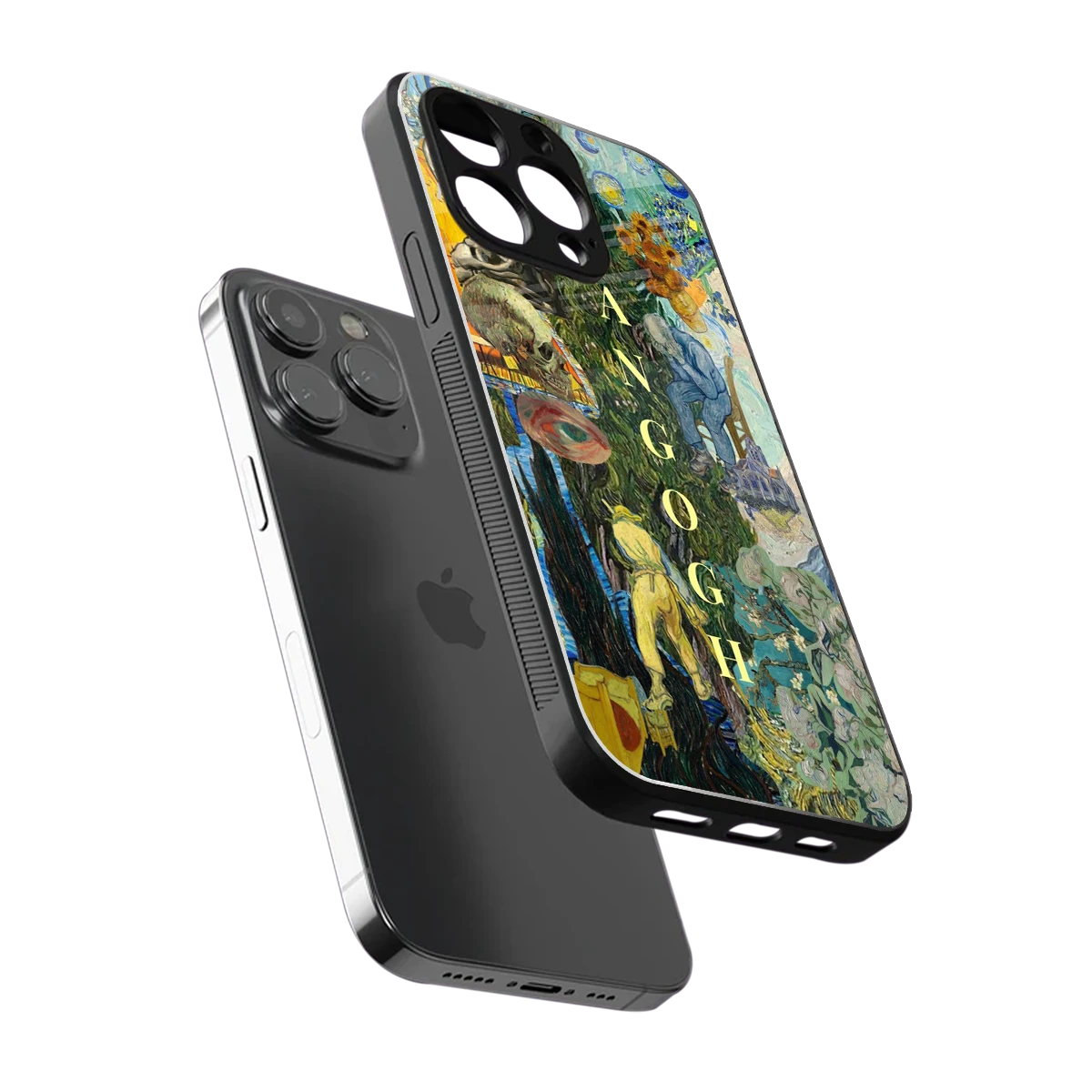 Van Gogh Collage sleek iphone 13 pro cover with tempered glass back and TPU edges