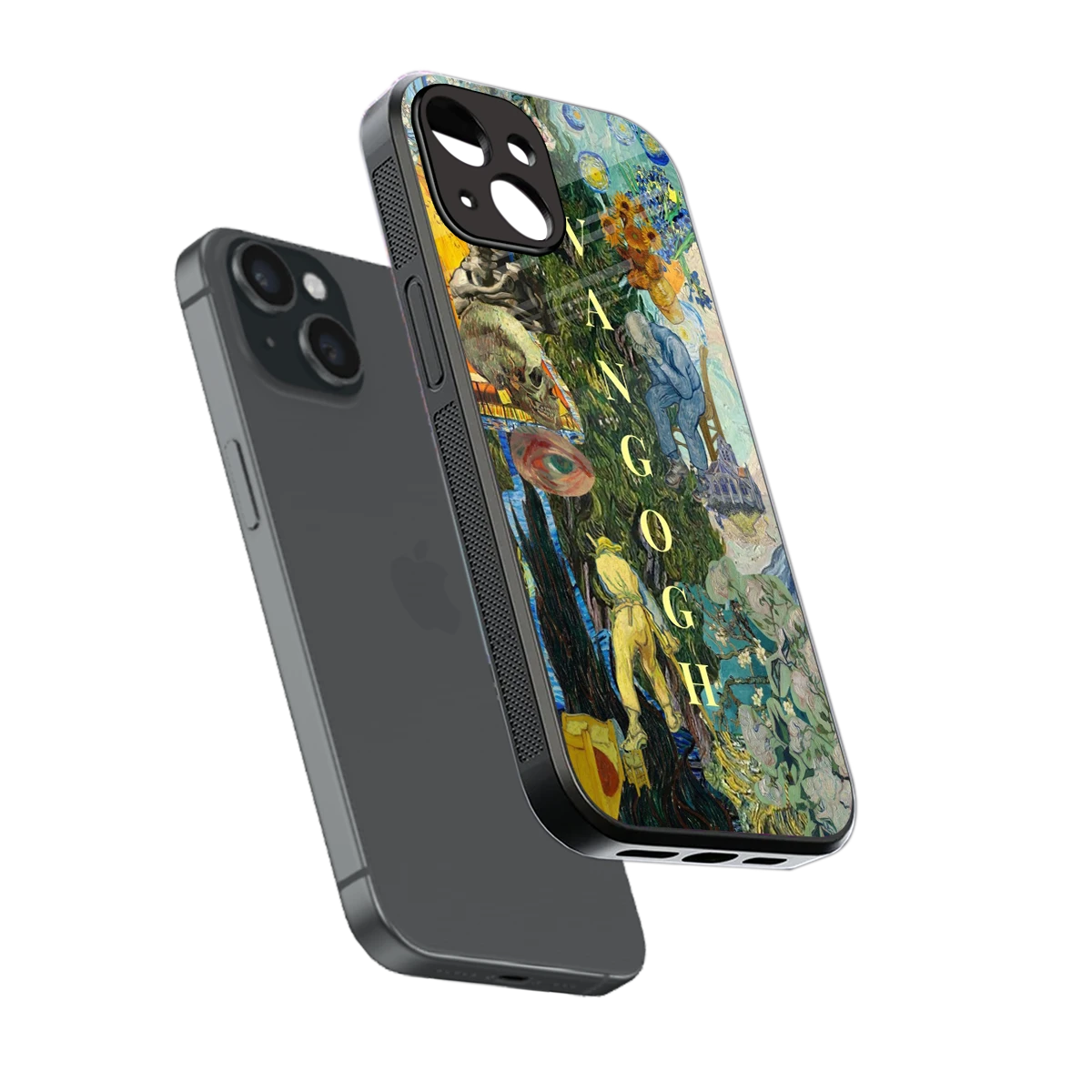 Van Gogh Collage sleek iphone 13 cover with tempered glass back and TPU edges