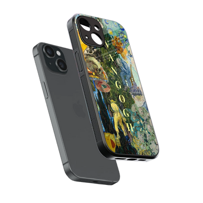 Van Gogh Collage sleek iphone 14 cover with tempered glass back and TPU edges
