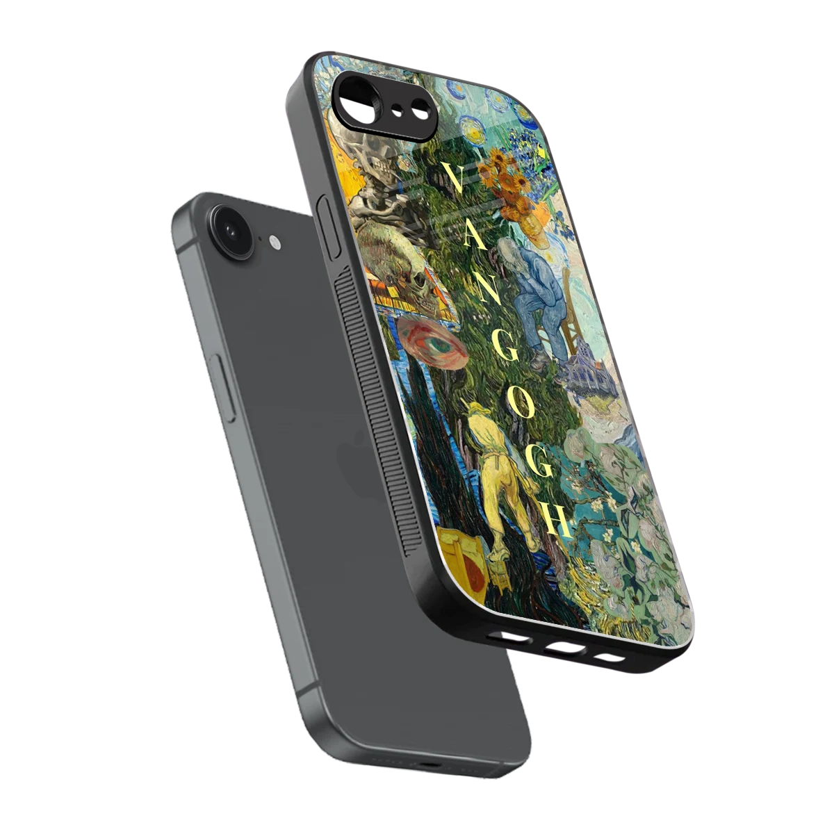 Van Gogh Collage sleek iphone 16e cover with tempered glass back and TPU edges