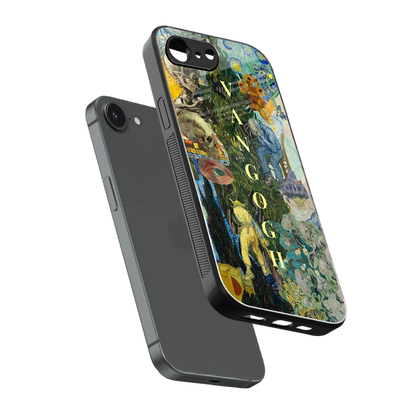 Van Gogh Collage sleek iphone 16e cover with tempered glass back and TPU edges