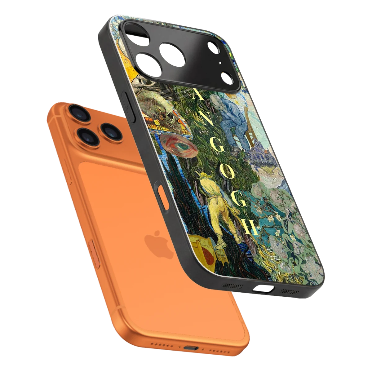 Van Gogh Collage sleek iphone 17 pro max cover with tempered glass back and TPU edges