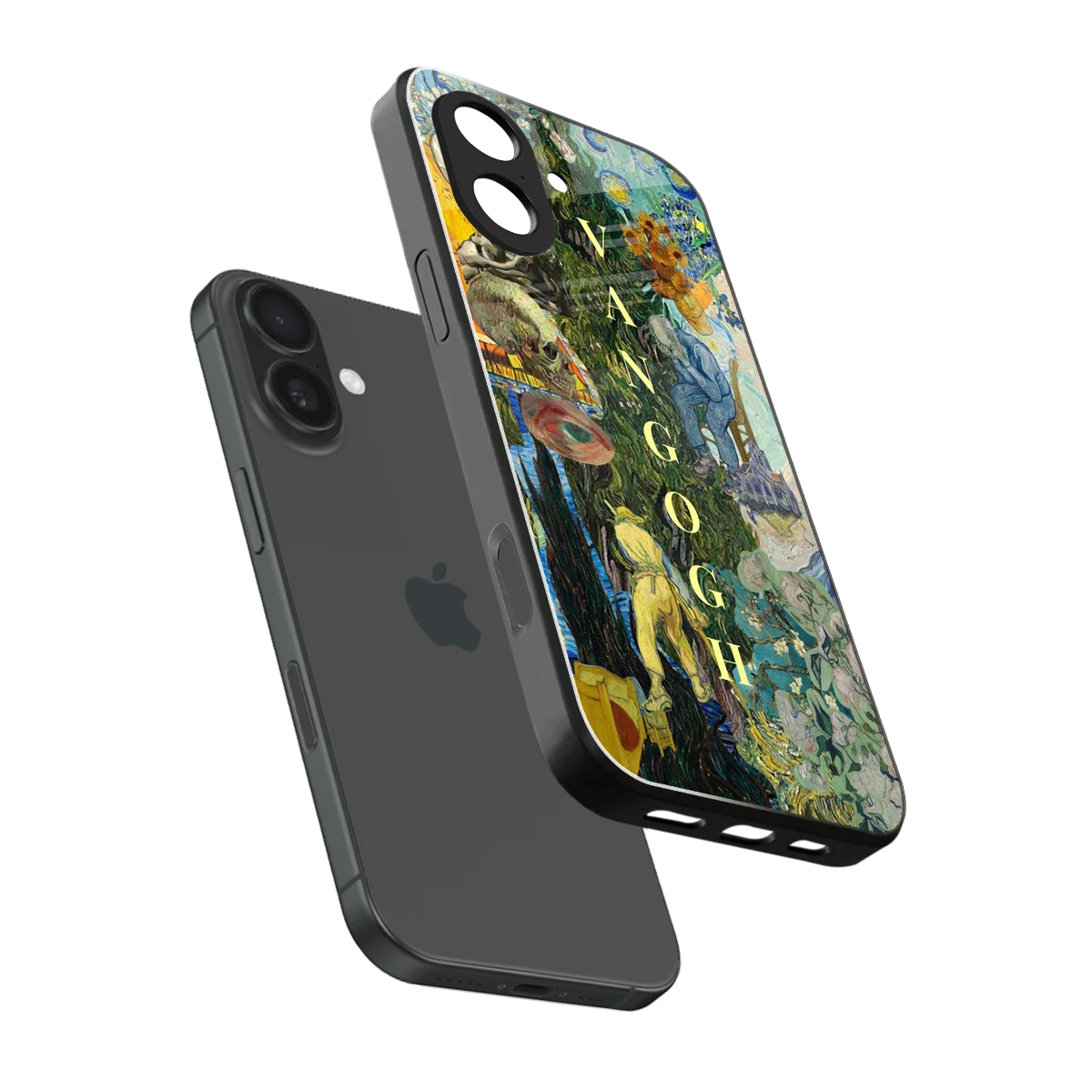 Van Gogh Collage sleek iphone 17 cover with tempered glass back and TPU edges