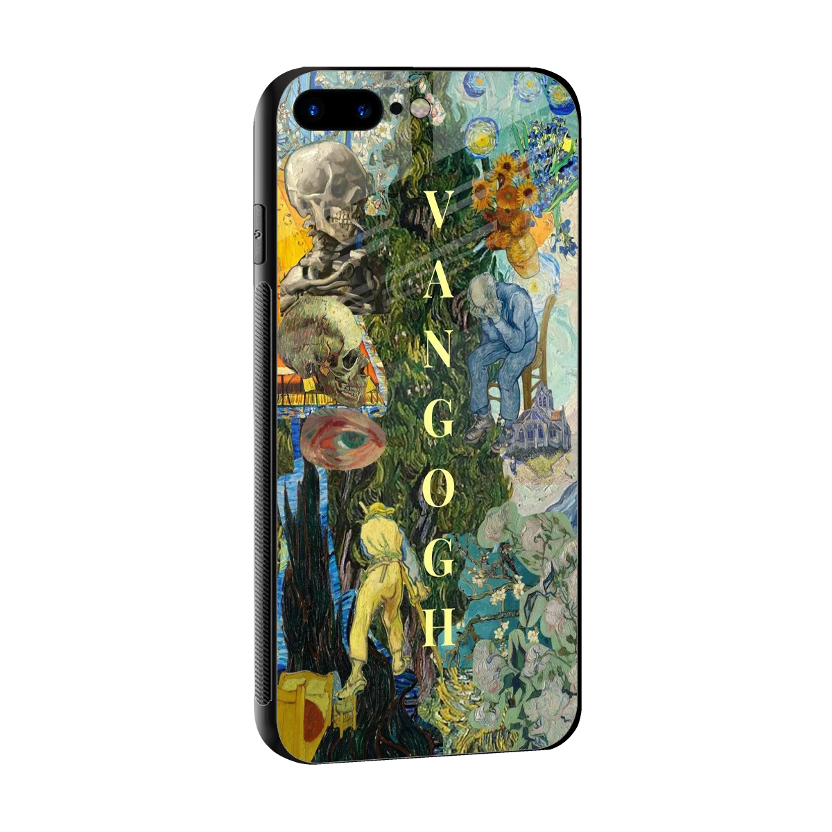 Van Gogh Collage sleek iphone 8 plus cover with tempered glass back and TPU edges