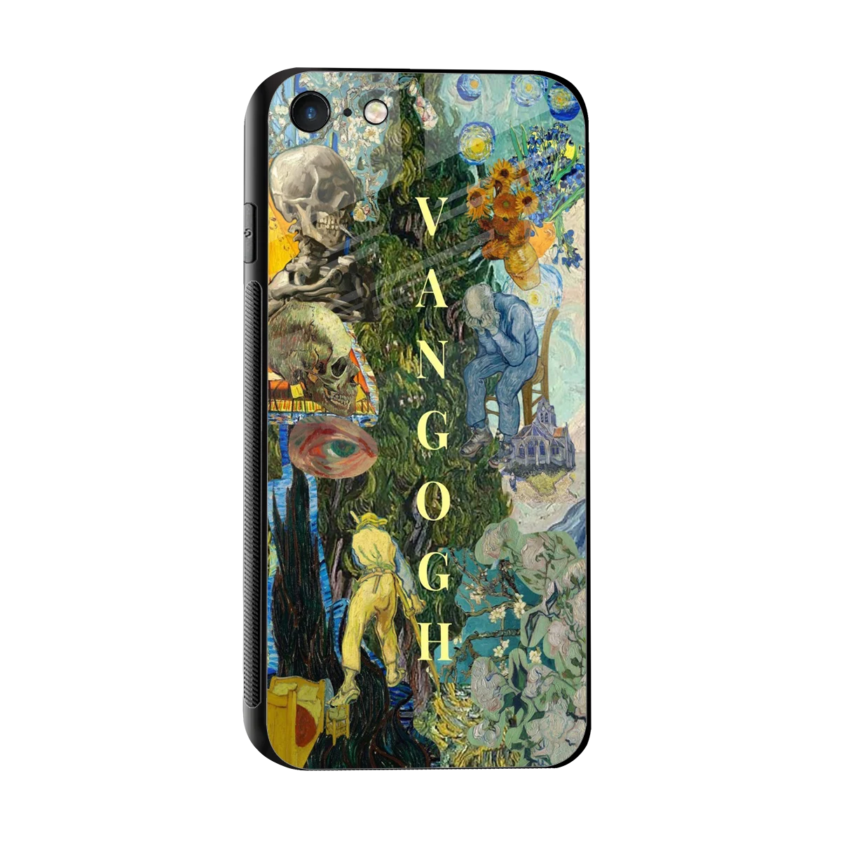 Van Gogh Collage sleek iphone 7 cover with tempered glass back and TPU edges