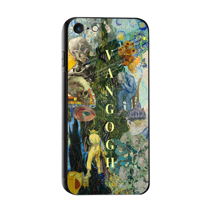 Van Gogh Collage sleek iphone 7 cover with tempered glass back and TPU edges