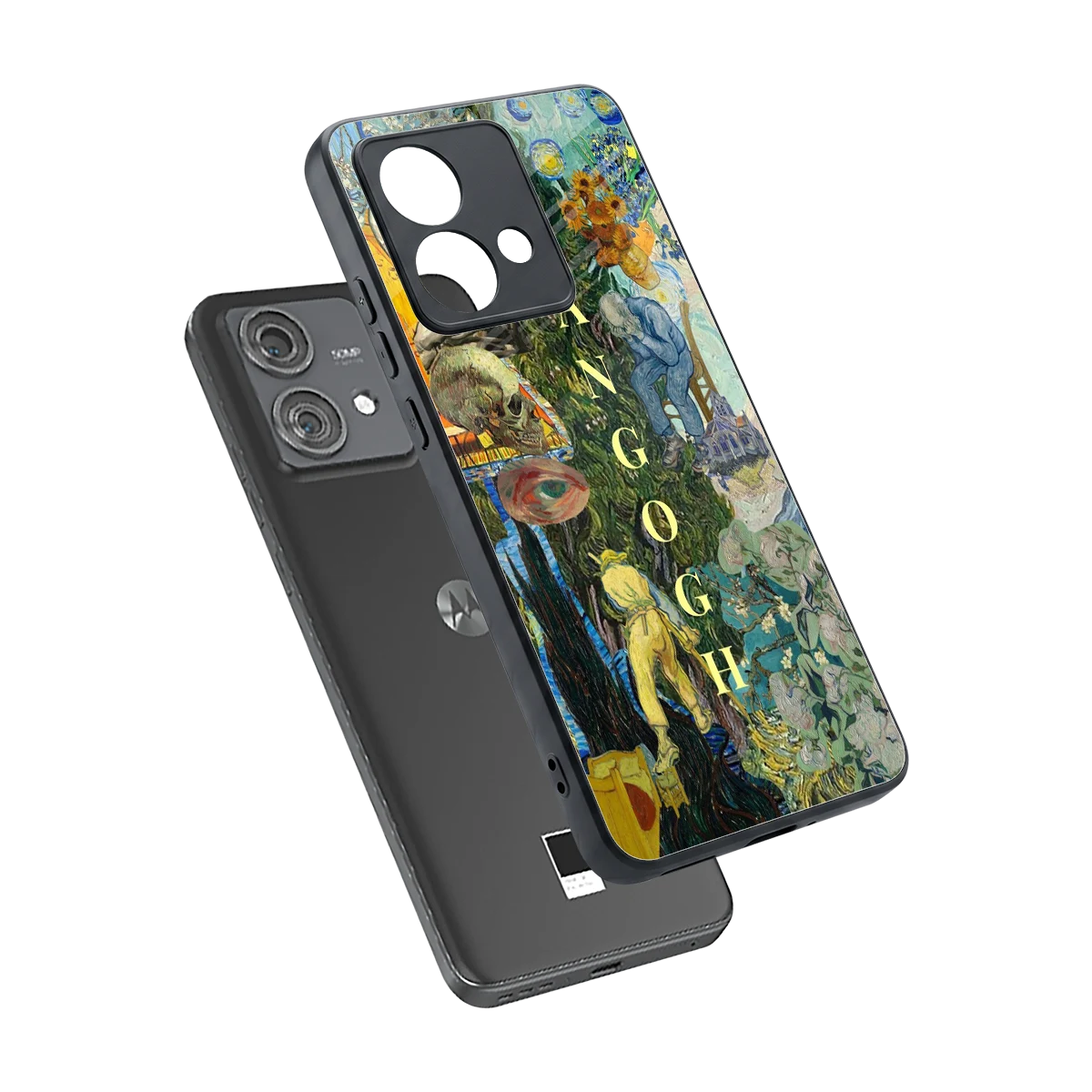 Van Gogh Collage sleek motorola edge 40 neo 5g cover with tempered glass back and TPU edges