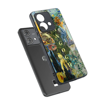 Van Gogh Collage sleek motorola edge 40 neo 5g cover with tempered glass back and TPU edges