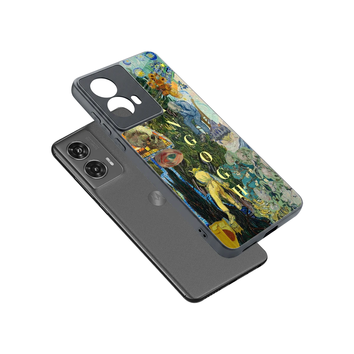 Van Gogh Collage sleek motorola edge 50 fusion cover with tempered glass back and TPU edges