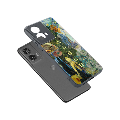 Van Gogh Collage sleek motorola edge 50 fusion cover with tempered glass back and TPU edges