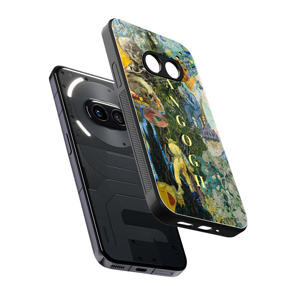 Van Gogh Collage sleek nothing phone 2a cover with tempered glass back and TPU edges
