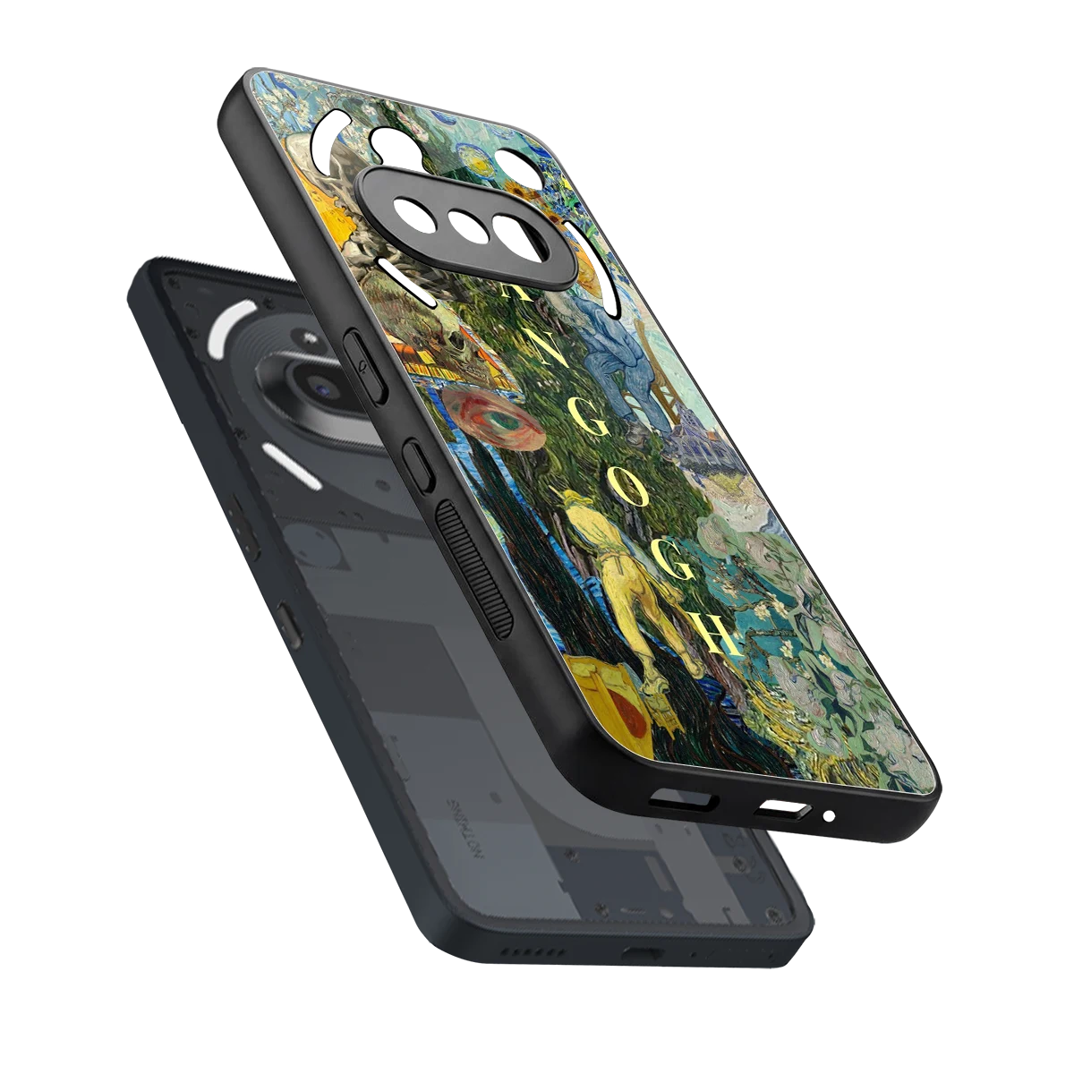 Van Gogh Collage sleek nothing phone 3a cover with tempered glass back and TPU edges