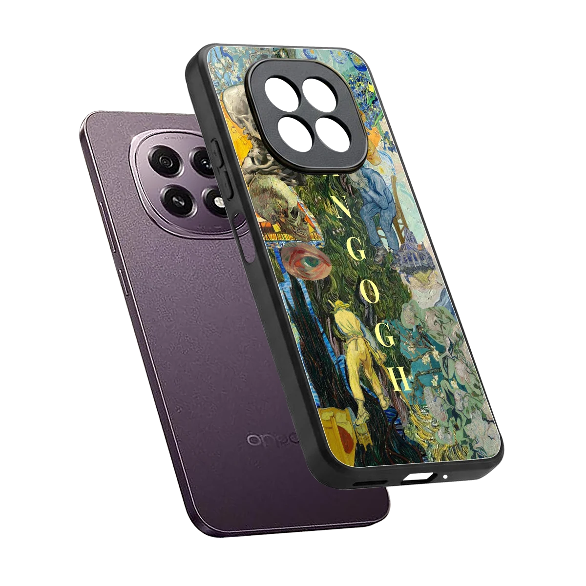 Van Gogh Collage sleek oppo f29 5g cover with tempered glass back and TPU edges