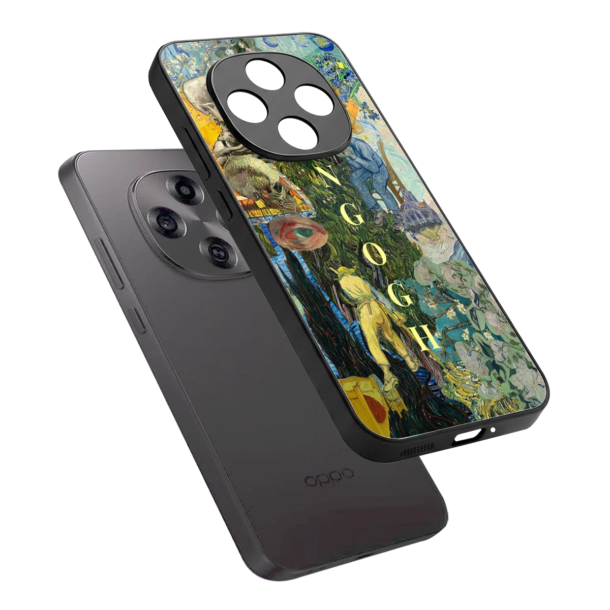 Van Gogh Collage sleek oppo f31 pro 5g cover with tempered glass back and TPU edges