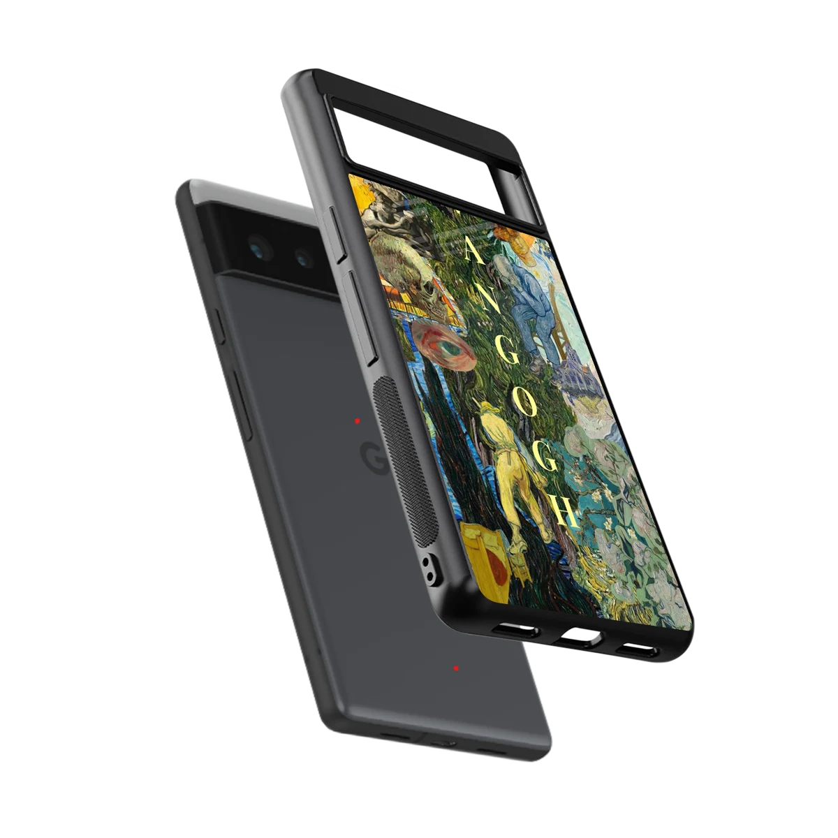 Van Gogh Collage sleek google pixel 6 cover with tempered glass back and TPU edges