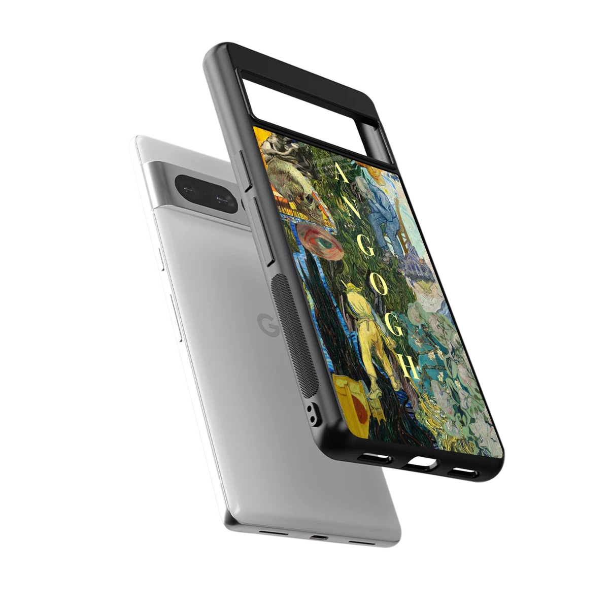 Van Gogh Collage sleek google pixel 7 pro cover with tempered glass back and TPU edges