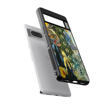 Van Gogh Collage sleek google pixel 7 pro cover with tempered glass back and TPU edges