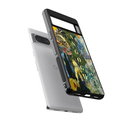 Van Gogh Collage sleek google pixel 8 cover with tempered glass back and TPU edges