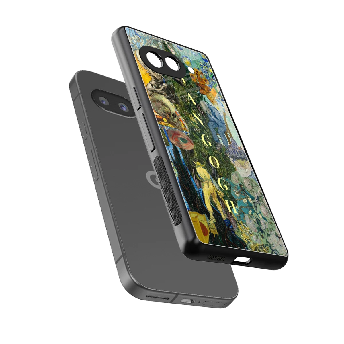 Van Gogh Collage sleek google pixel 10a cover with tempered glass back and TPU edges