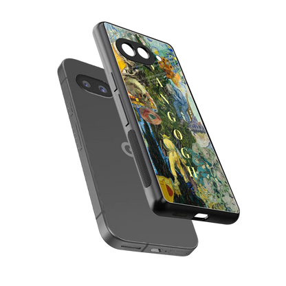 Van Gogh Collage sleek google pixel 10a cover with tempered glass back and TPU edges
