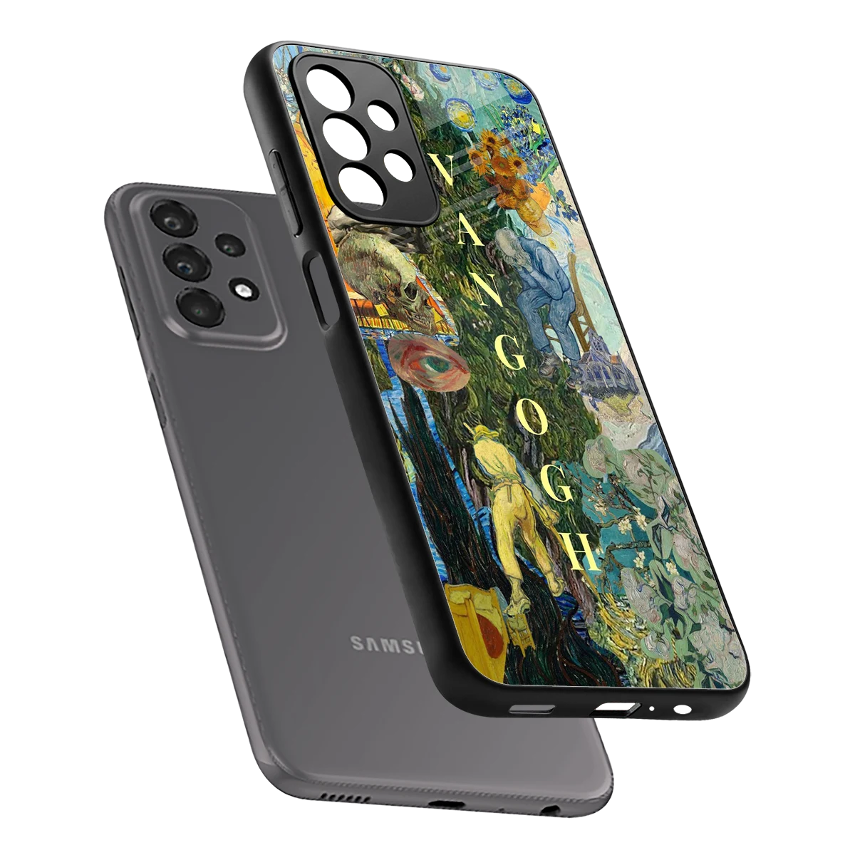 Van Gogh Collage sleek samsung galaxy a23 cover with tempered glass back and TPU edges