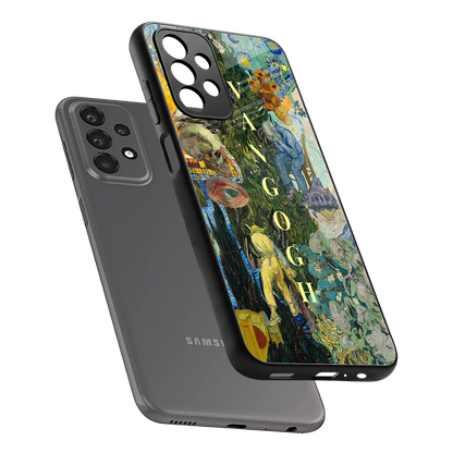 Van Gogh Collage sleek samsung galaxy a23 cover with tempered glass back and TPU edges