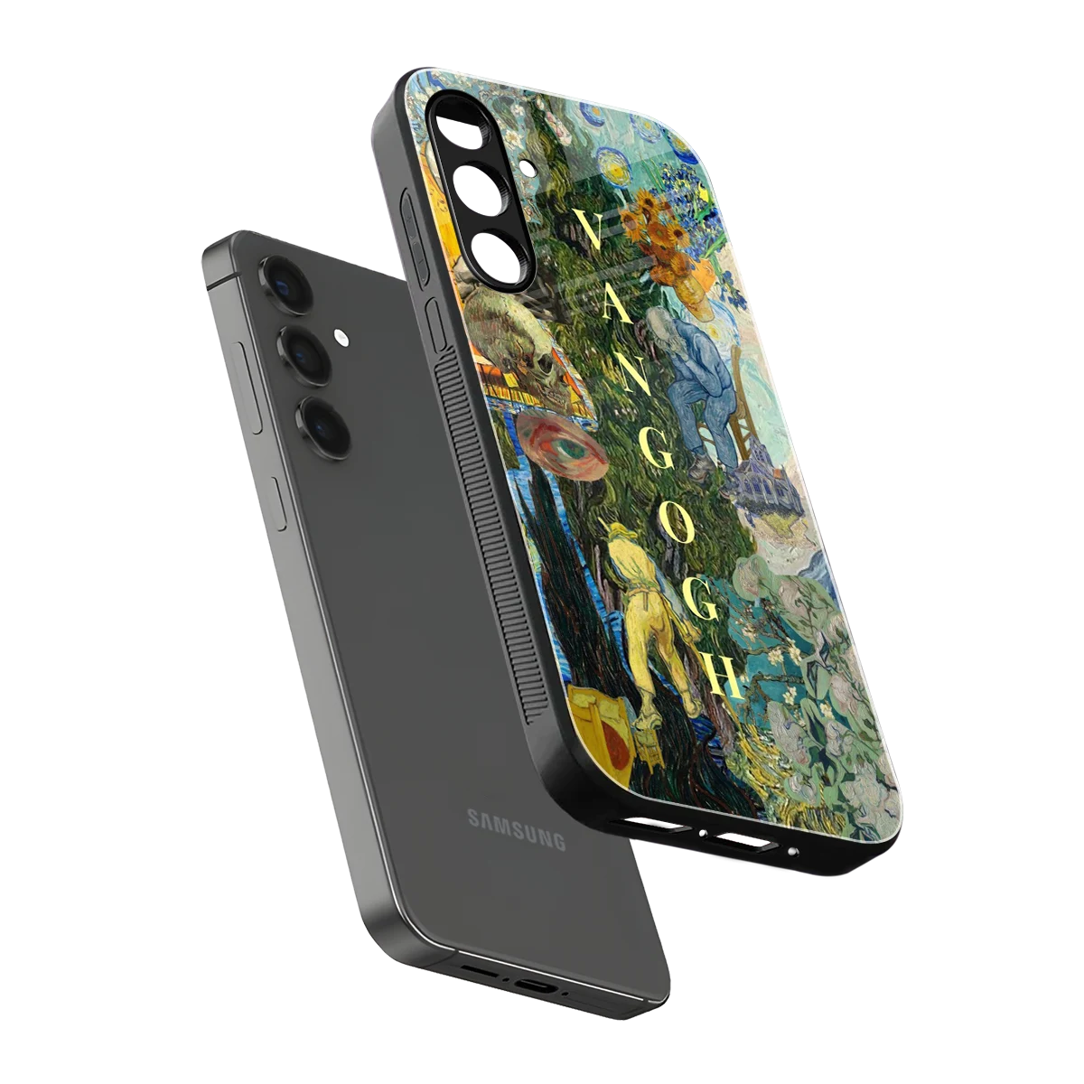Van Gogh Collage sleek samsung galaxy m35 5g cover with tempered glass back and TPU edges