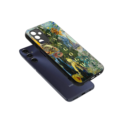 Van Gogh Collage sleek samsung galaxy m14 5g cover with tempered glass back and TPU edges